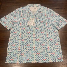 NWT Original Penguin Munsingwear Button Down Shirt Men's Sz M Blue Allover Print