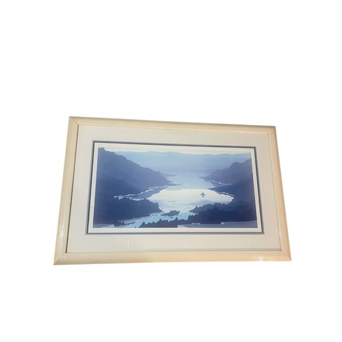 Jerry Schurr white large framed print 1985 Lake Tahoe wire hanger 41.5x27" READ