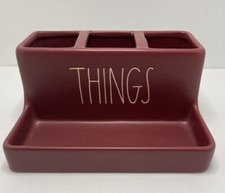 Rae Dunn RARE Red Maroon Matte Divided THINGS Desk Bathroom Make-up Organizer