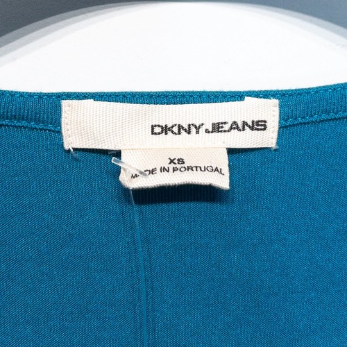 DKNY y2k 2008 Teal Blue Plunge Cowl Neck Draped Jersey Batwing Top - Size XS NEW - Picture 3 of 14