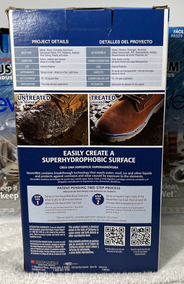 NEW RUSTOLEUM NEVERWET INDUSTRIAL WATER REPELLENT TREATMENT KIT LOT Of