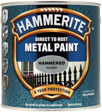 Hammerite Direct To Rust Metal Paint Hammered Silver 2.5L