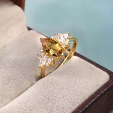 Natural Yellow Topaz Ring, 925 Sterling Silver Ring, Solid Silver Ring