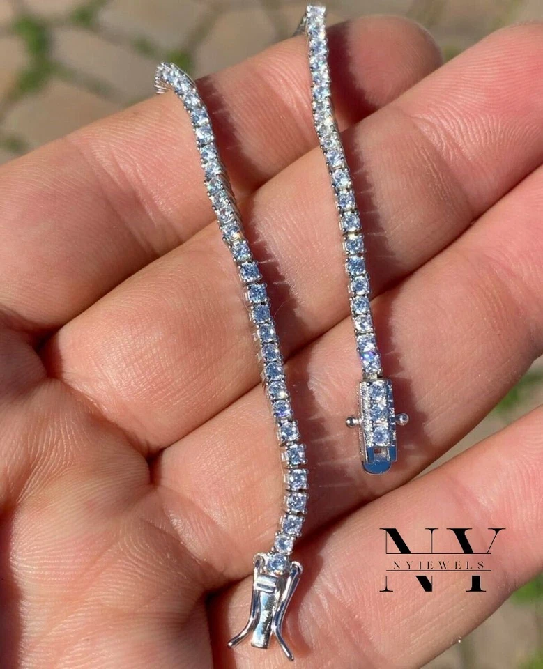 Brazalete de tenis de 7 pulgadas de largo sólido de oro blanco de 14 quilates corte redondo de 6 quilates para mujer Foto 4 de 4