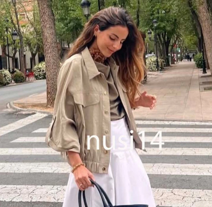 ZARA NEW WOMAN BELTED SLEEVE CROPPED JACKET SAND XS-XL 4387/050/711