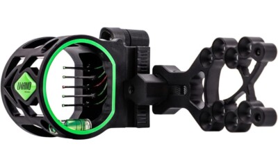 LWANO 5 Pin Bow Sight with Rheostat Light and Reversible Mount Design