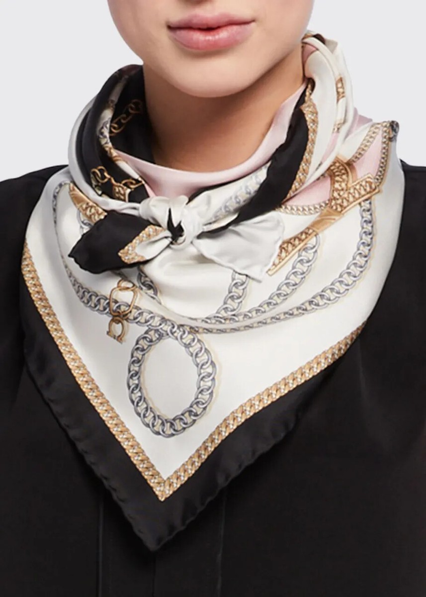 NEW Salvatore Ferragamo women's silk square chains print