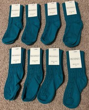 Lot Of 8 Little Stocking Co Girl  s 4-6Y knee High Teal Socks size 10-13 New