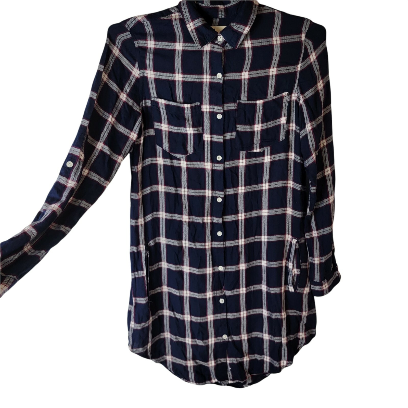Thread Supply Flannel Shirt Dress Button Down Small N… Gem