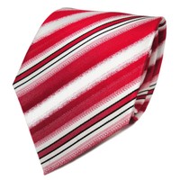 Tigertie Designer Seidenkrawatte Rot Signalrot Schwarz Weiß Gestreift - Krawatte