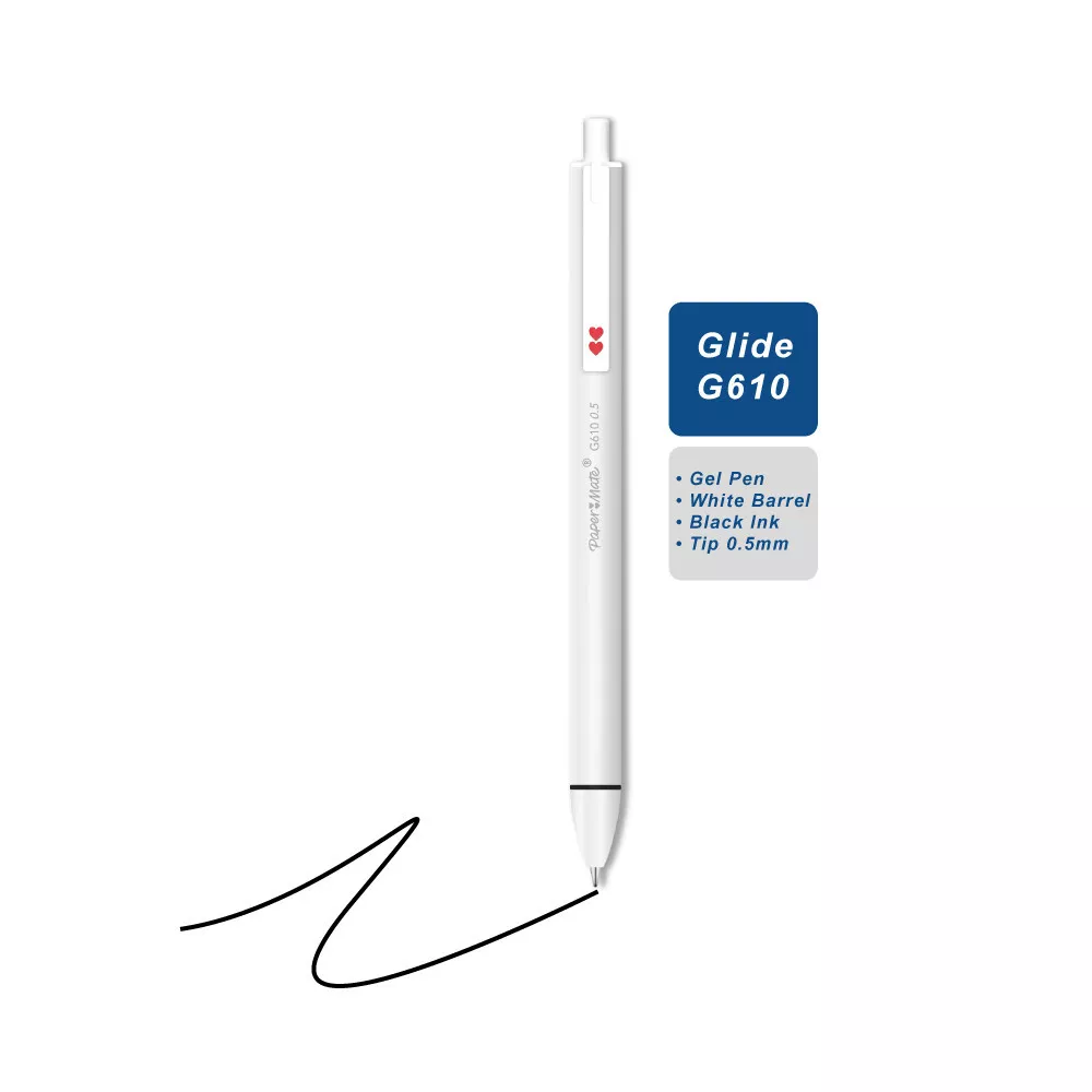 12 Pack of Paper Mate Glide Retractable G610 Gel Stylo 0.5mm Pen Black Ink