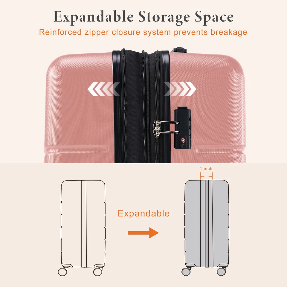 Maleta rígida para equipaje con bloqueo TSA y ruedas giratorias dobles 20/24/28 pulgadas Foto 3 de 4