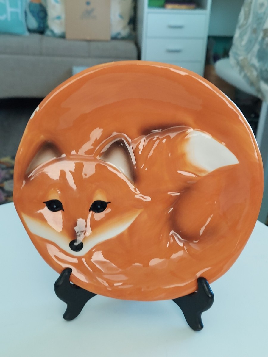 Fox Plate Earthenware 8'' Ceramic Dish With Stand | eBay