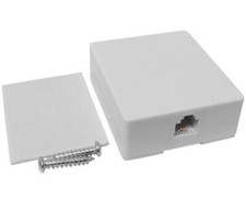 15 Telephone Modular Single Port Surface Mount Jack, RJ11, WHITE