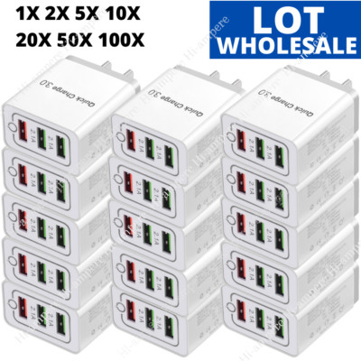 Universal Phone Multiple 3-Port USB Plug Quick Charger AC Block 18W Cube Box Lot
