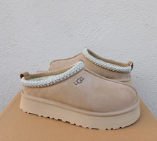 UGG TAZZ SAND/ WOOL SUEDE PLATFORM SLIPPERS SHOES, WOMEN US 8/ EUR 39 NEW IN BOX
