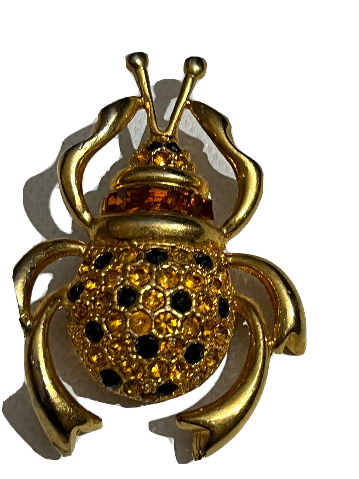 Pin Brooch Bug Insect Rhinestones Vintage Crystal… - image 1