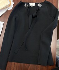 3.1 PHILLIP LIM Solid Black Tee Top Size XS