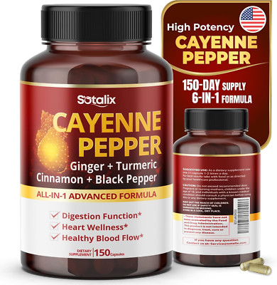 Cayenne Pepper 17,200Mg with Ginger, Turmeric, Cinnamon, Black Pepper - Digestio