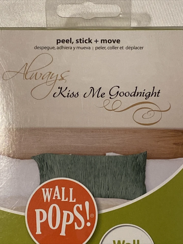 Calcomanía ALWAYS KISS ME GOODNIGHT Pelar, Pegar, Mover Decoración del Hogar Letras Cita Foto 3 de 3