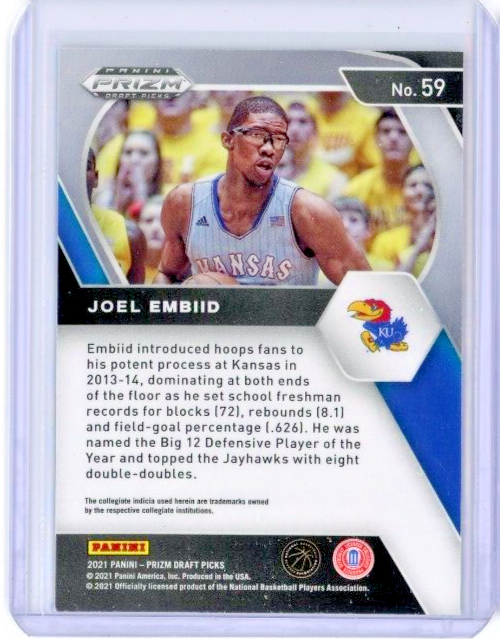 2021 Prizm Draft Picks #59 Joel Embiid - Kansas / Philadelphia