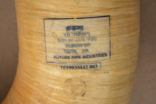 6" Fiberglass Future Pipe 90 Deg Elbow Pipe - ID: 150 (6"), EST 20 (275 psi) - Picture 3 of 10