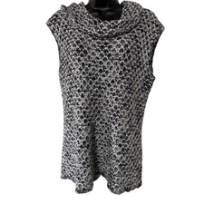 Jones New York Collection Navy White Honeycomb Knit Cowl Neck Sweater Vest Large