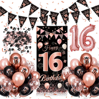 16 Geburtstag Deko, 16. Geburtstag Deko MäDchen Rosegold Schwarz Mit Langem Bann