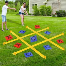 Giant Outdoor Tic Tac Toe Game Set with Bean Bags and Ground Spikes for Kids ...