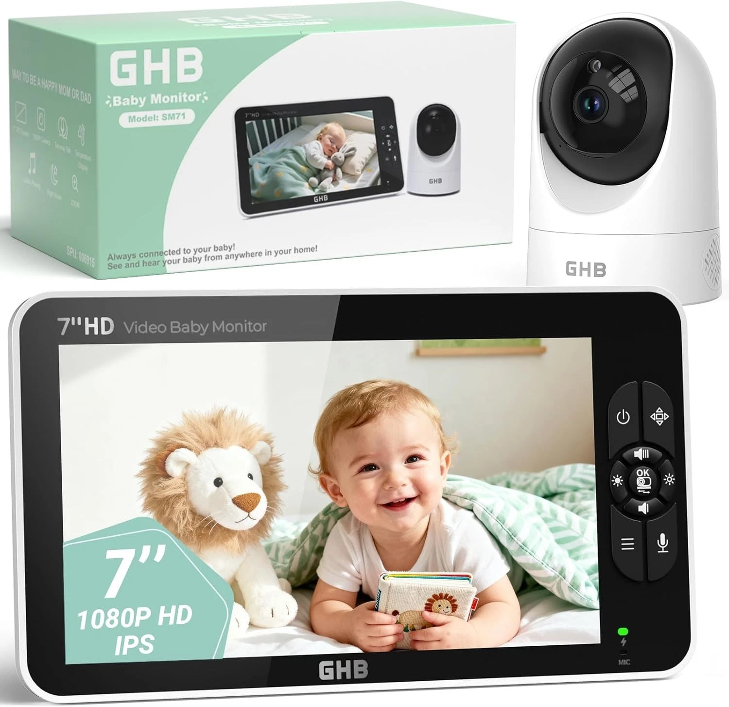 GHB 7" Baby Monitor with Camera and Night Vision, HD Display with Remote PTZ, VO
Opens in a new wind