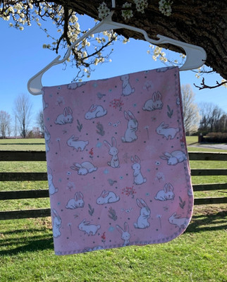 Baby Girl Bunny Reversible Cozy Flannel Blanket/ Stroller Blanket 32'' x 32''