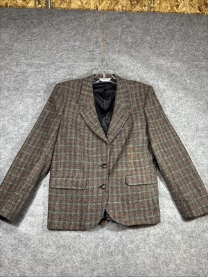 Richard Evans Harris Tweed Vintage Women's Blazer Made In Usa Size 14