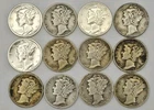 Lot of 12 US Mercury Silver Dimes 90%  Silver Estate Lot 1934-1945