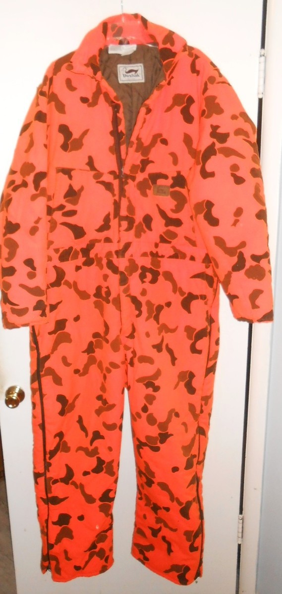 Vintage Duxbak Coveralls Men's 2XL Orange Camo Insulated Hunting Vintage Duxbak Coveralls Men's 2XL Orange Camo Insulated Hunting