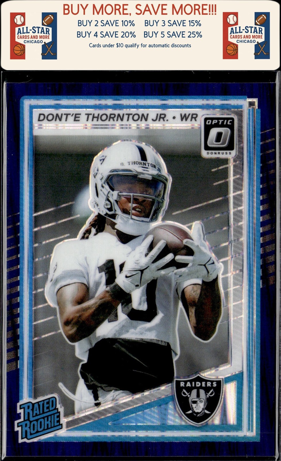 2025 Donruss Optic #279 Dont'e Thornton Jr. Blue Scope Rookie Las Vegas Raiders