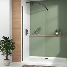 Matt Black Wet Room Shower Screen For Walk In Enclosure 8mm Glass Cubicle Panel