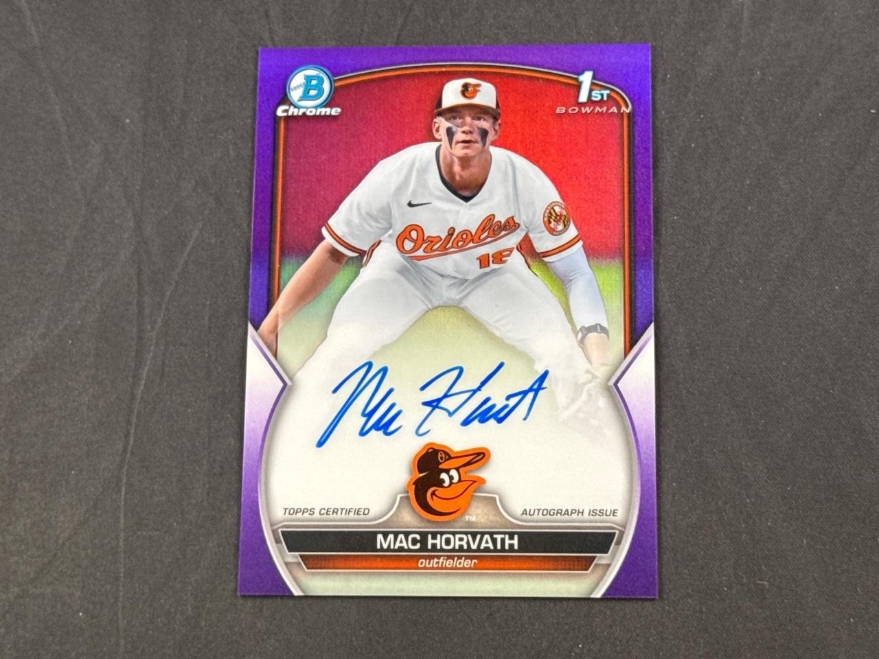 2023 BOWMAN CHROME DRAFT MAC HORVATH CDA-MH 1ST PURPLE REFRACTOR AUTO 115/250