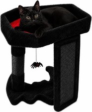 Gothic Cat Tree Tower with Coffin Cat Bed for Indoor Cats Halloween Spooky Cat