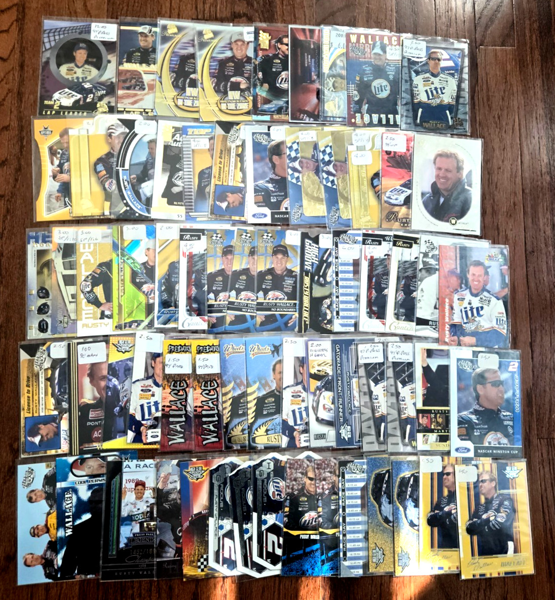 Rusty Wallace Collection Lot x84 NASCAR cards Press Pas SP's & Rare inserts +