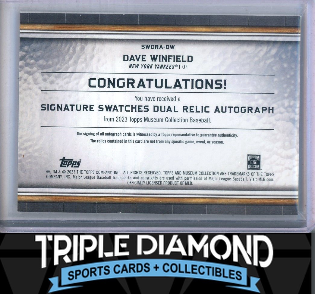 2023 Topps Museum Dave Winfield Dual Game-Used Relic Auto #151/199 G295 view 2