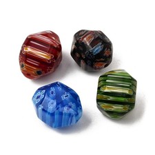 10pcs Handmade Millefiori Glass Lampwork Beads Mixed Color Faceted Glass Beads