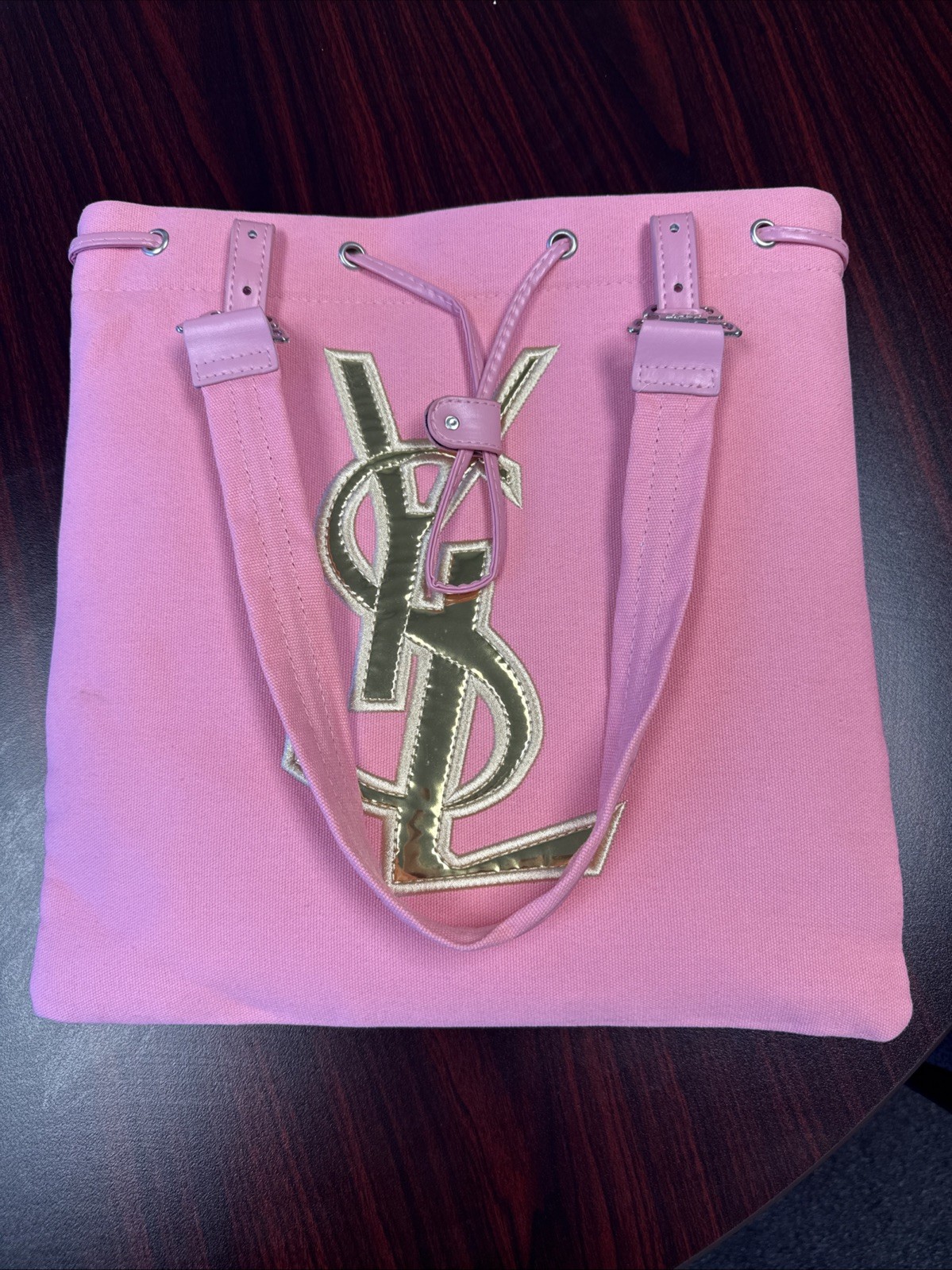 Yves Saint Laurent Kahala Pink Canvas Logo Tote Handbag BNWOT