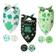 St. Patrick's Day Dog Bandanas 3 Pack, Double Layer Reversible Dog Scarf for