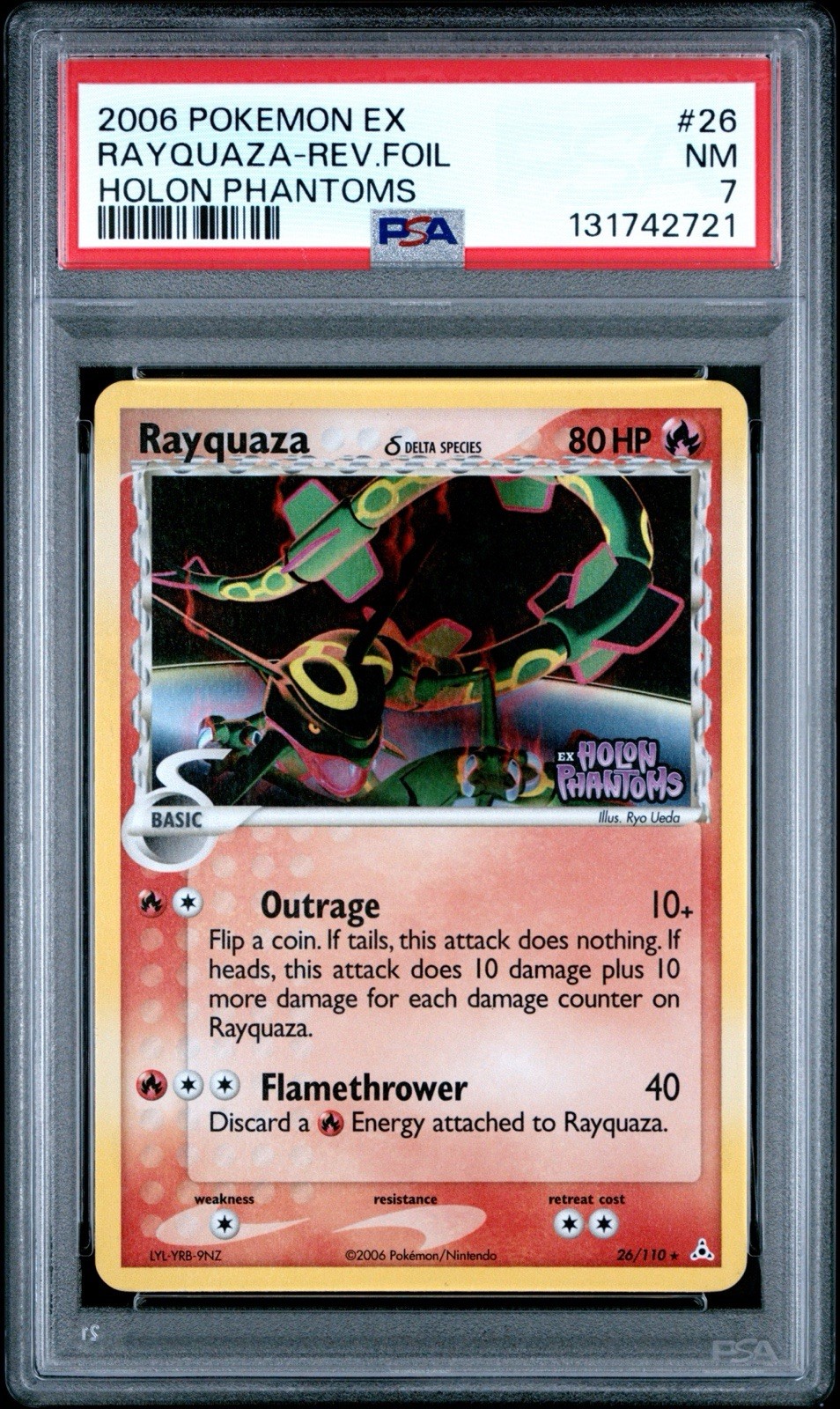 Rayquaza - (Delta Species) 26/110 Holon Phantoms Reverse Holo PSA 7