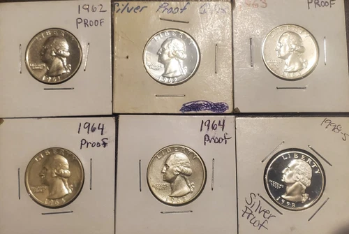 Junk U.S. Proof Silver $1.50 Dollar Worth 90% - Washington Quarters as shown 6x