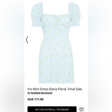 Faithfull the Brand Blue Flora Flutter Sleeve Sundress - NWT - MSRP $111