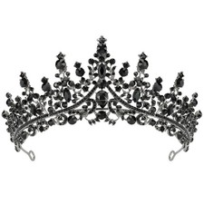 Black Tiaras and Crowns for Women, Gothic Wedding Tiara, Black Swan Crown Got...