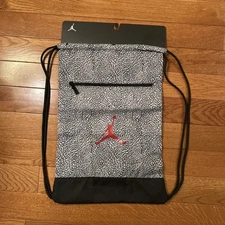 Nike Air Jordan Cement Elephant Print Jumpman Drawstring Sports Gym Bag Backpack