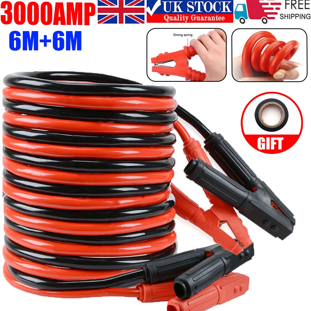 6+6M Heavy Duty Jump Leads 3000AMP Car Van Battery Starter Booster Cables Jumper