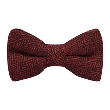 Cranberry Red Black Herringbone Bow Tie